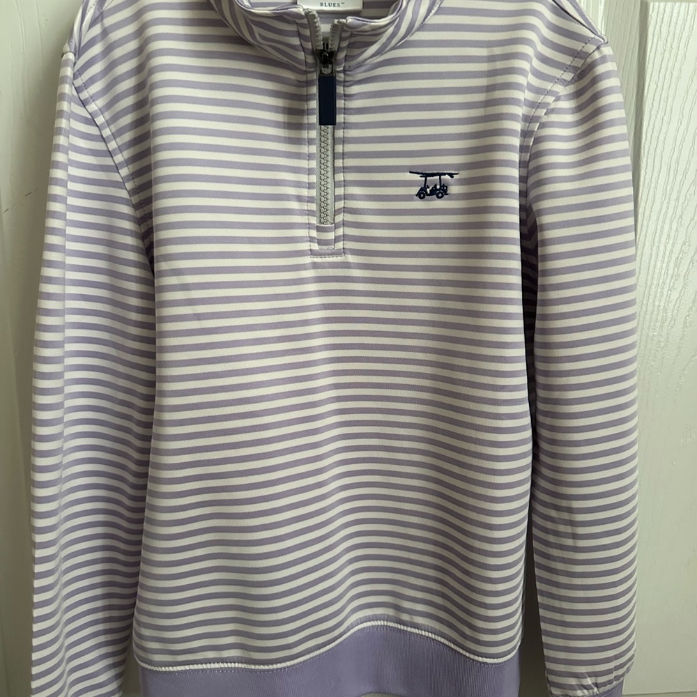Bald Head Blues Lavender Striped Pullover Quarter Zip Youth Medium